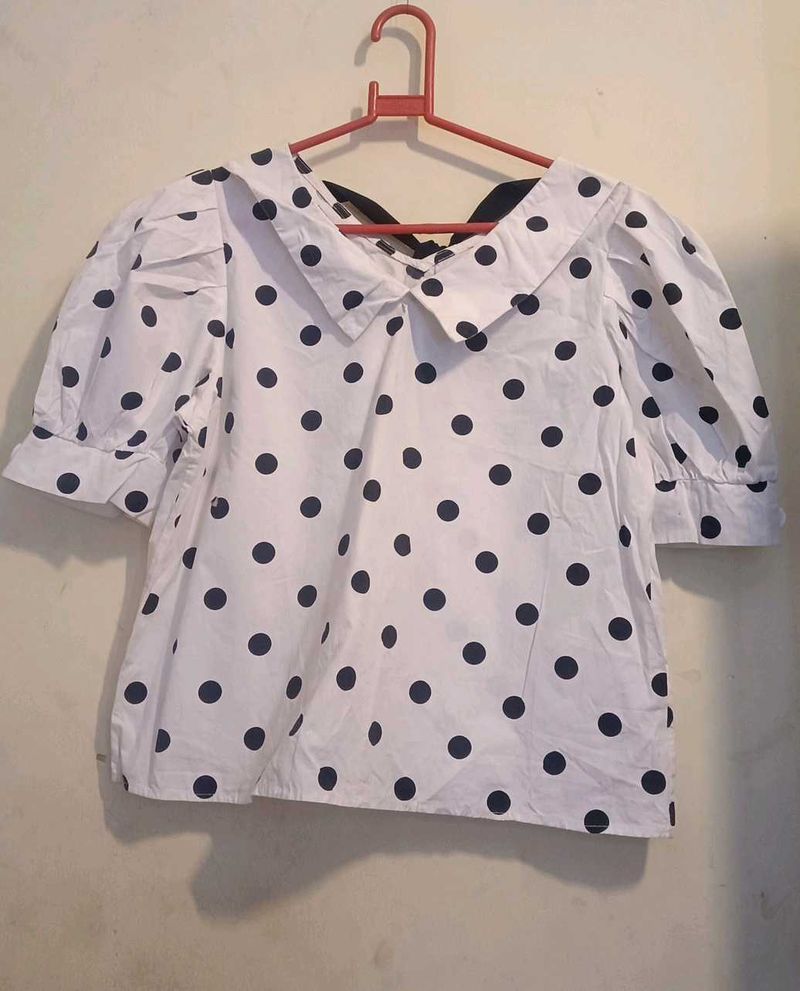 Polka Dot Peter Pan Collar Top