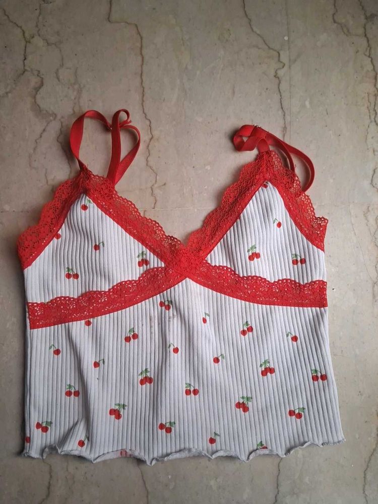 XXS h&amp;m cherry print cami top