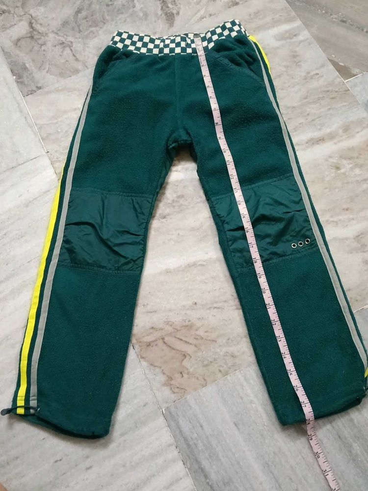 Green Track Pants with Yellow Stripes