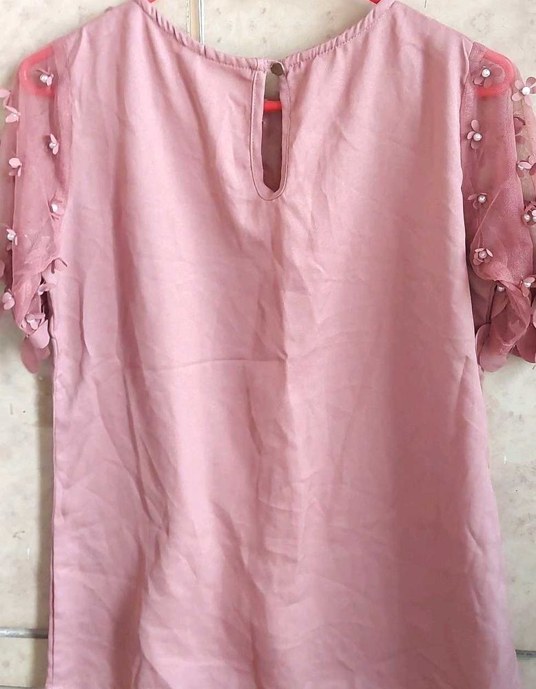Chic Pink Floral Sleeve Top