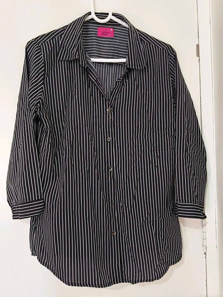 Chic Striped Button-Up Blouse