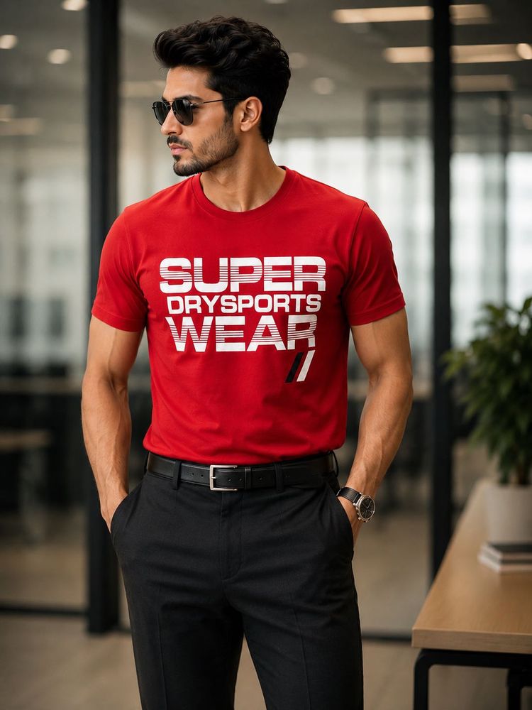 Men's Red Graphic T-Shirt