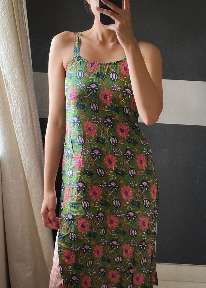 Green Floral Kurta