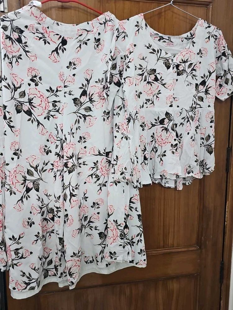 Floral Print Dress &amp; Top Set