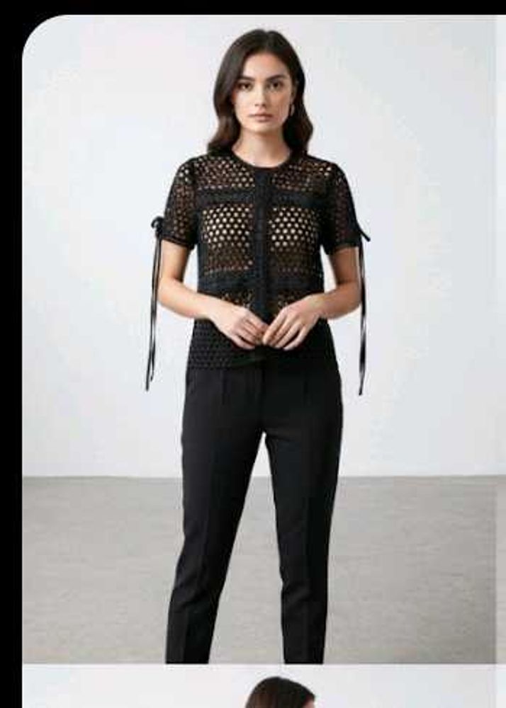 Kylie Black crochet top