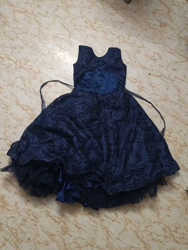 Navy Blue Floral Party Dress