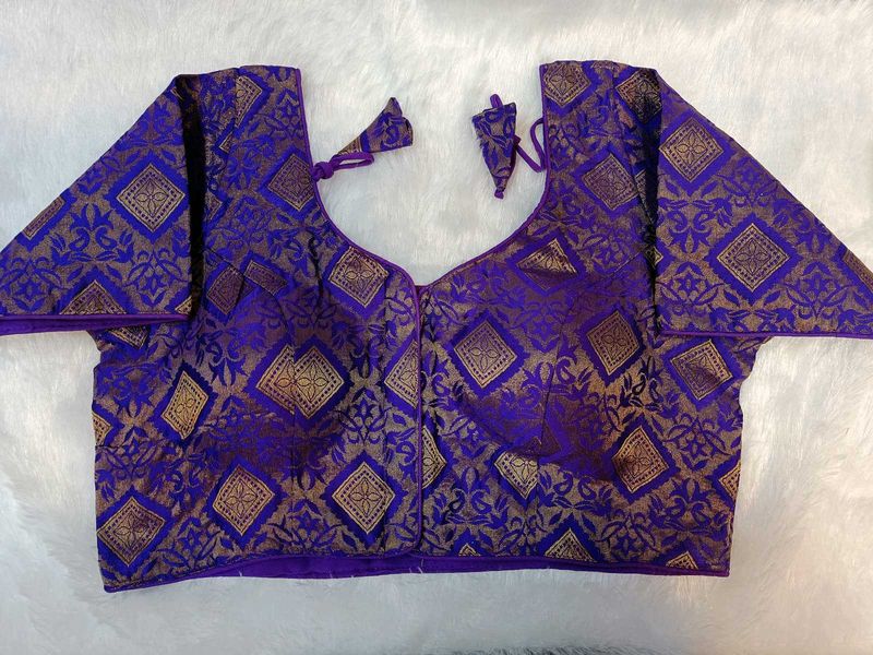 Elegant Purple Brocade Blouse
