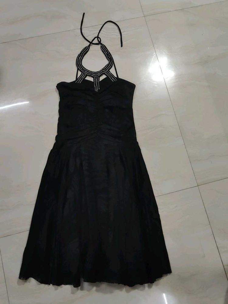 Elegant Black Halter Neck Dress