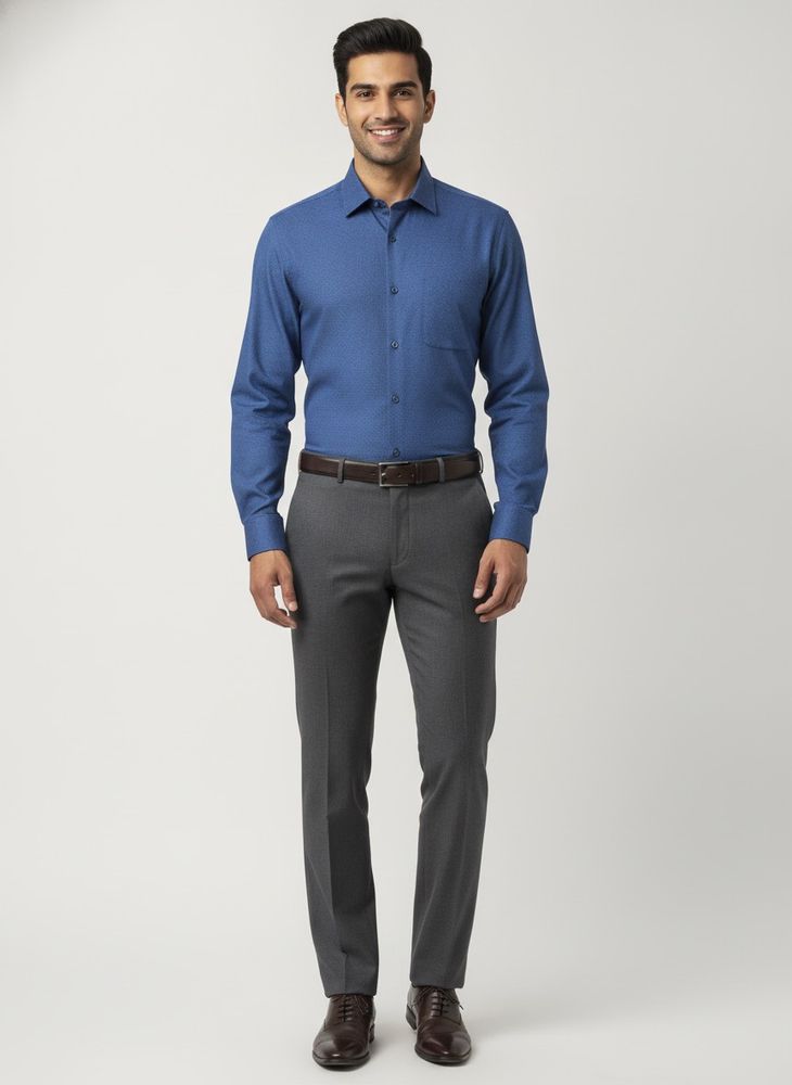Classic Men's Blue Dress Shirt