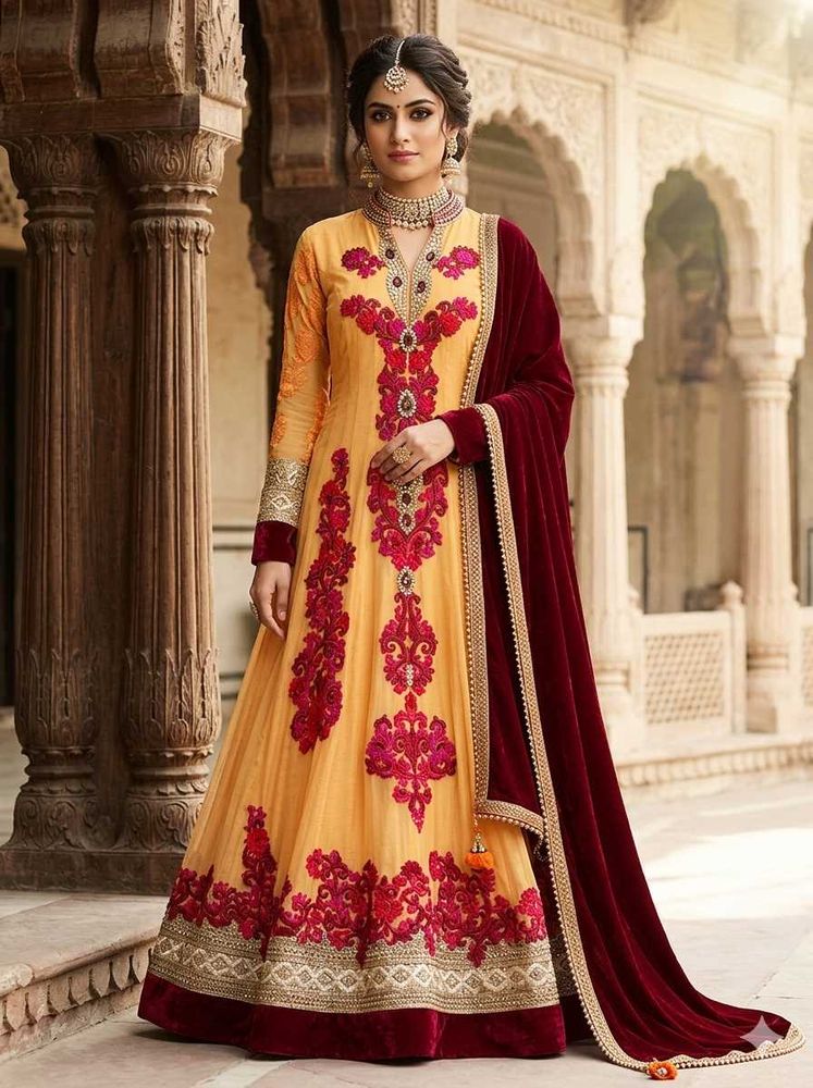 Stunning Yellow &amp; Pink Gown Choli