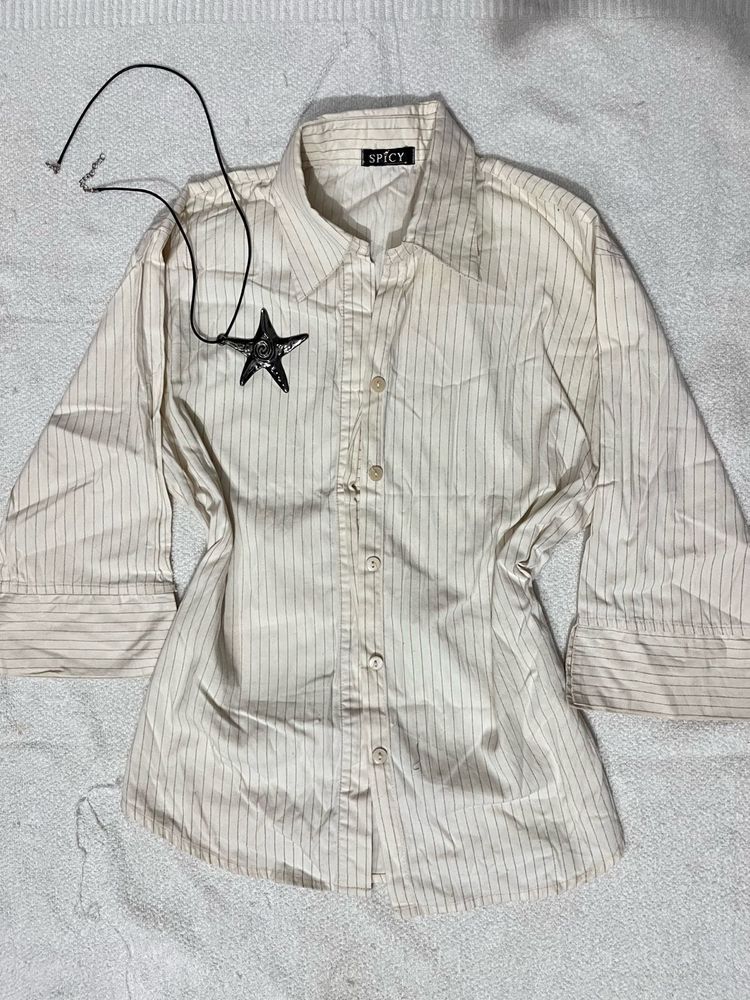 Y2K Cream fitted shirt
