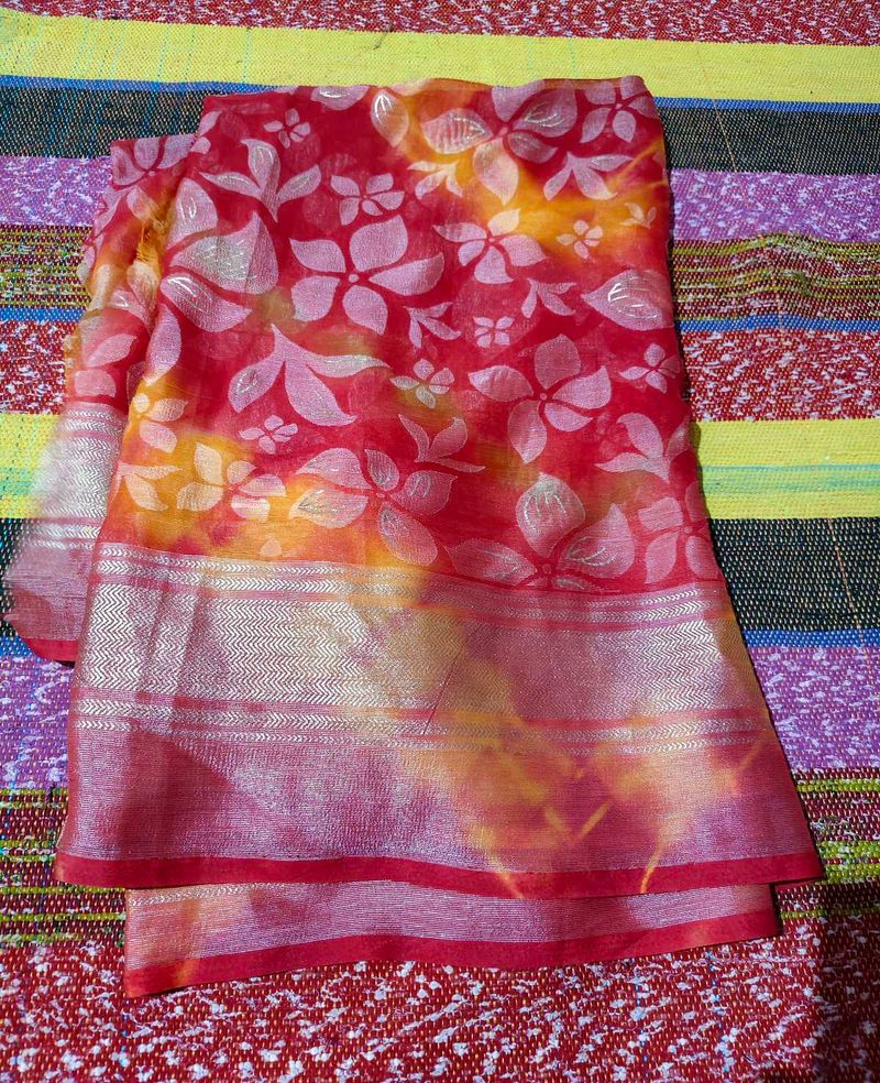 Vibrant Floral Print Saree