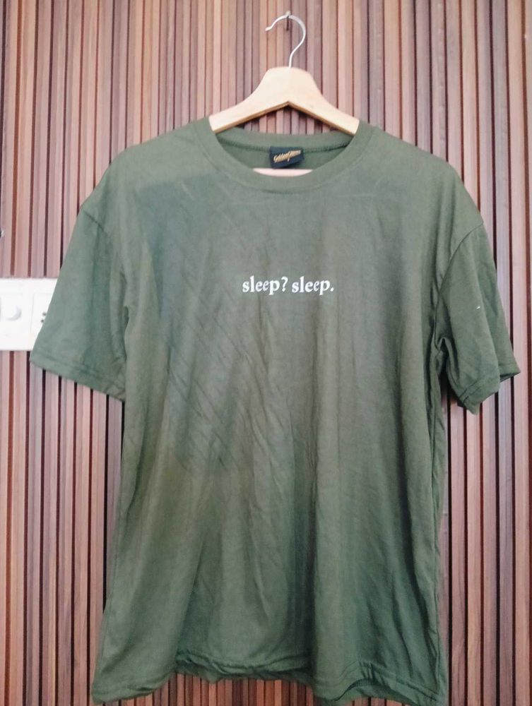 Olive Green "sleep? sleep." T-Shirt