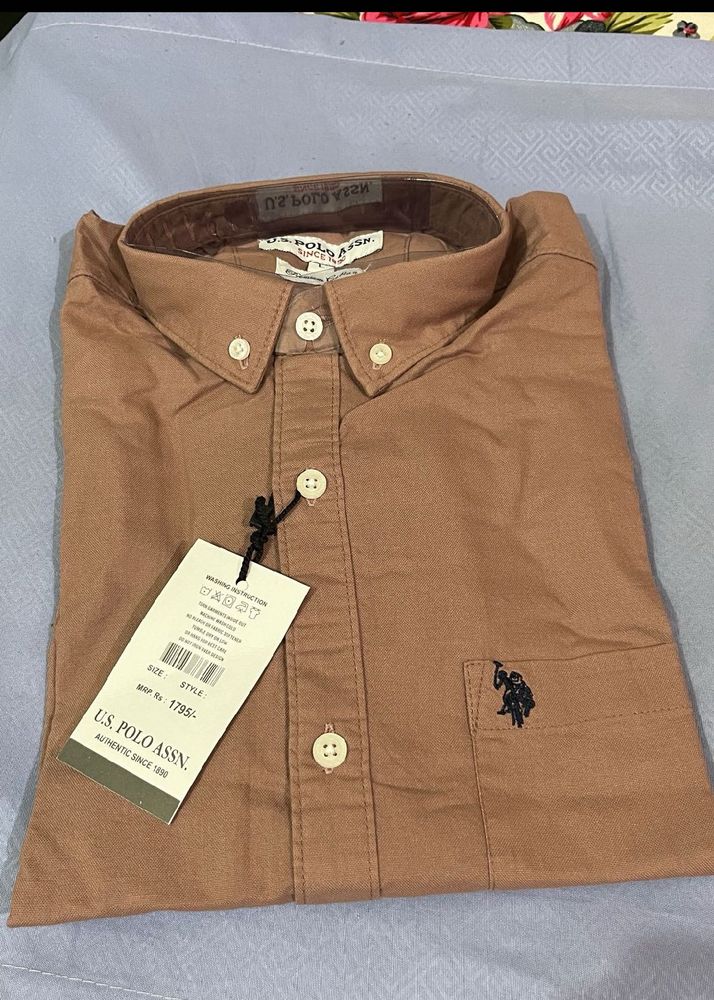 U.S. Polo Assn. Men's Brown Button-Up Shirt