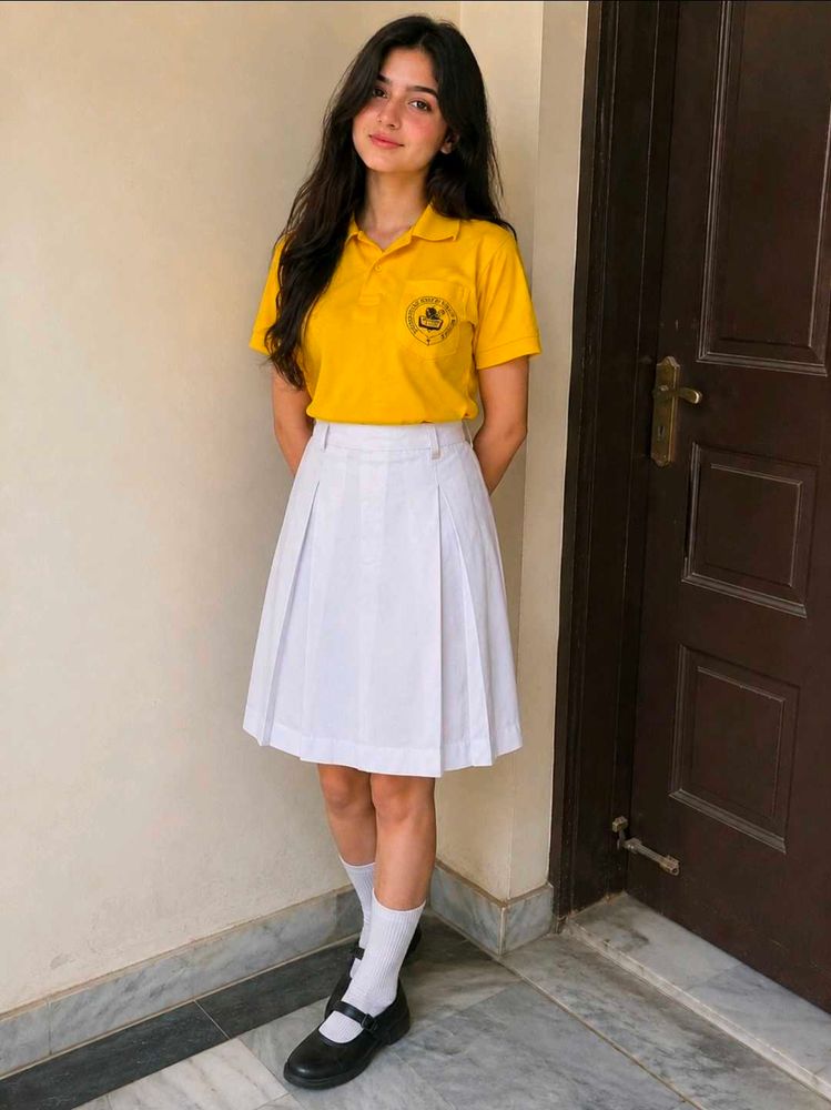 Pleated White  Schoiol Uniform Skirt &amp; top
