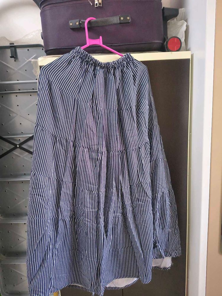 Tiered Striped Maxi Skirt