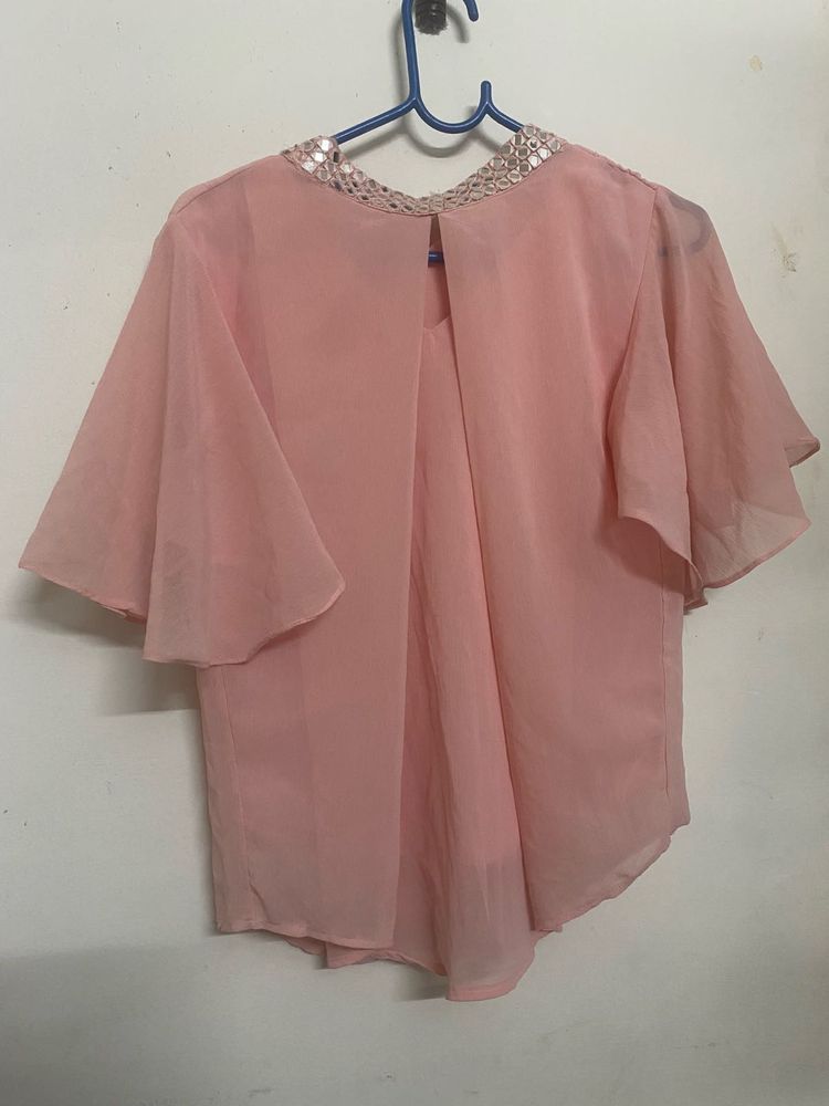 New Pink Bell Sleeve Top