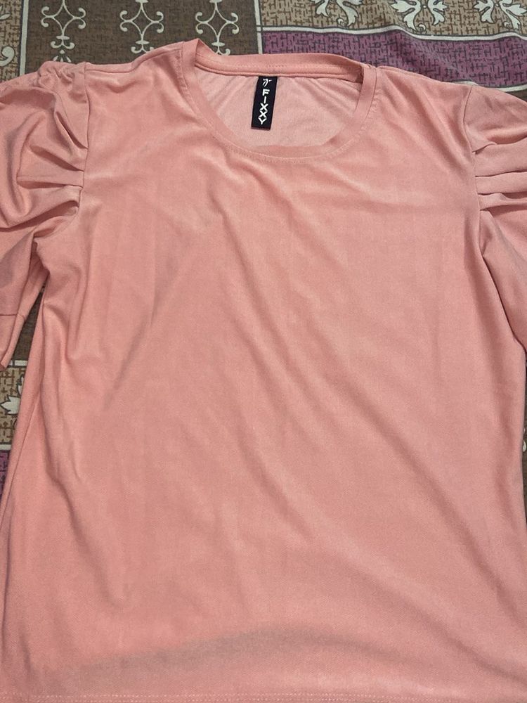 Cute Pink Puff Sleeve Top
