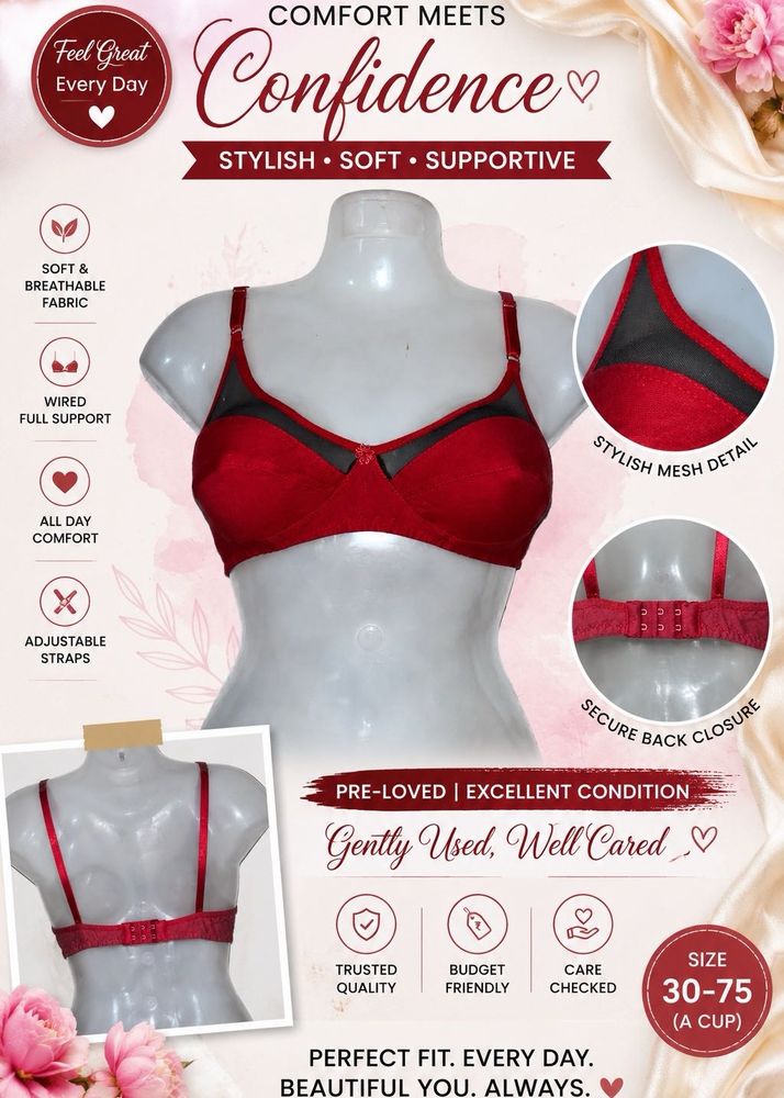 ❤️ Stylish Red Mesh Bra |