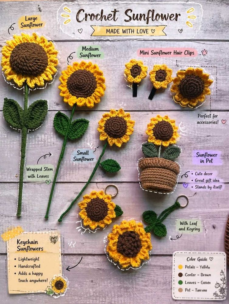 Sunflower crochet! select one at offer the price a