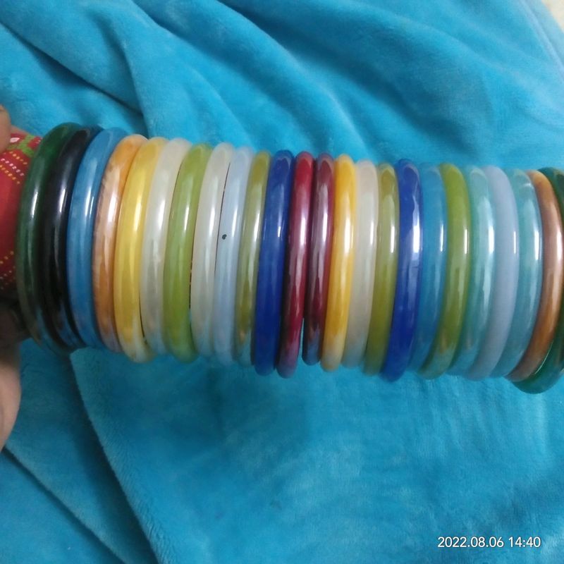 2 dozen glossy beautiful clr combination glass bangles