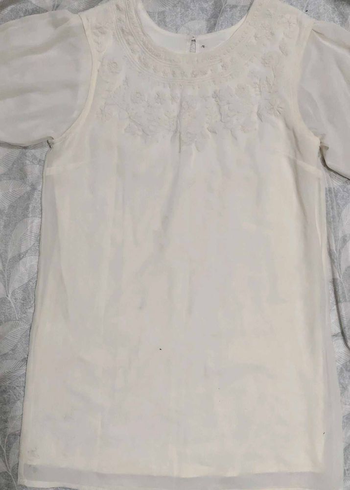 Elegant Off-White Embroidered Blouse