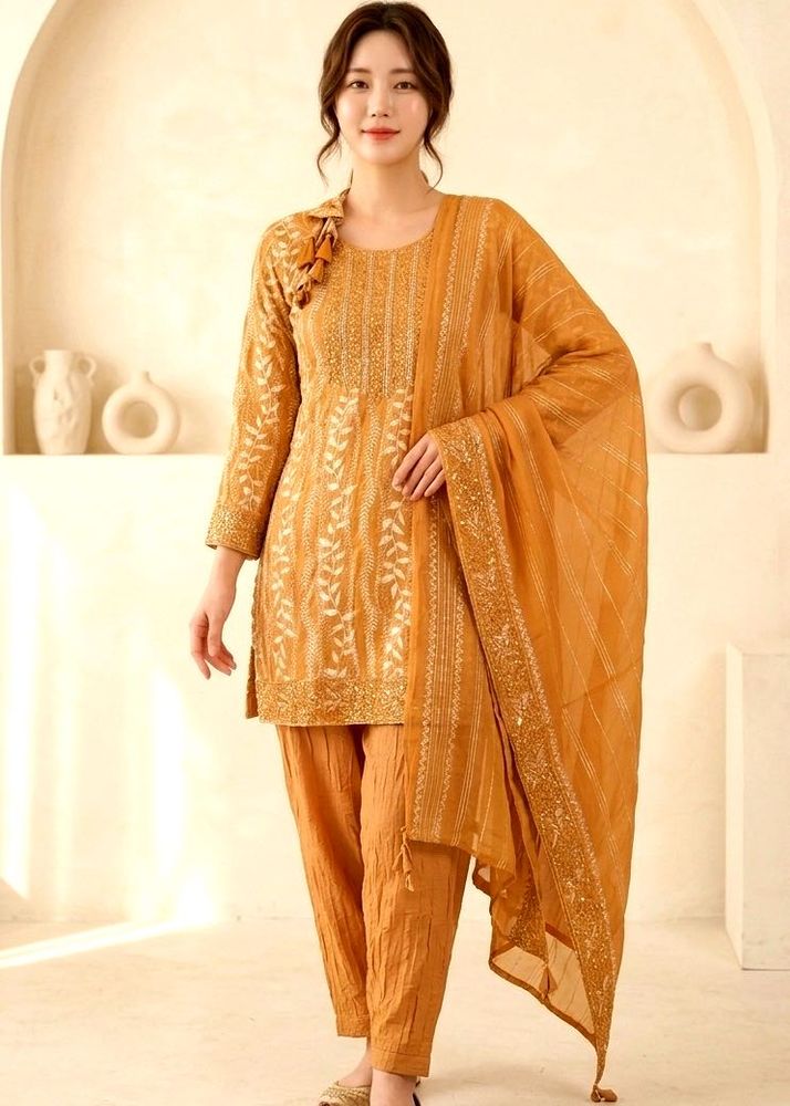 trendy Embellished Mustard Kurta