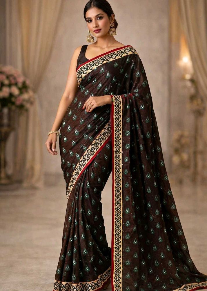 Coffee Brown net saree