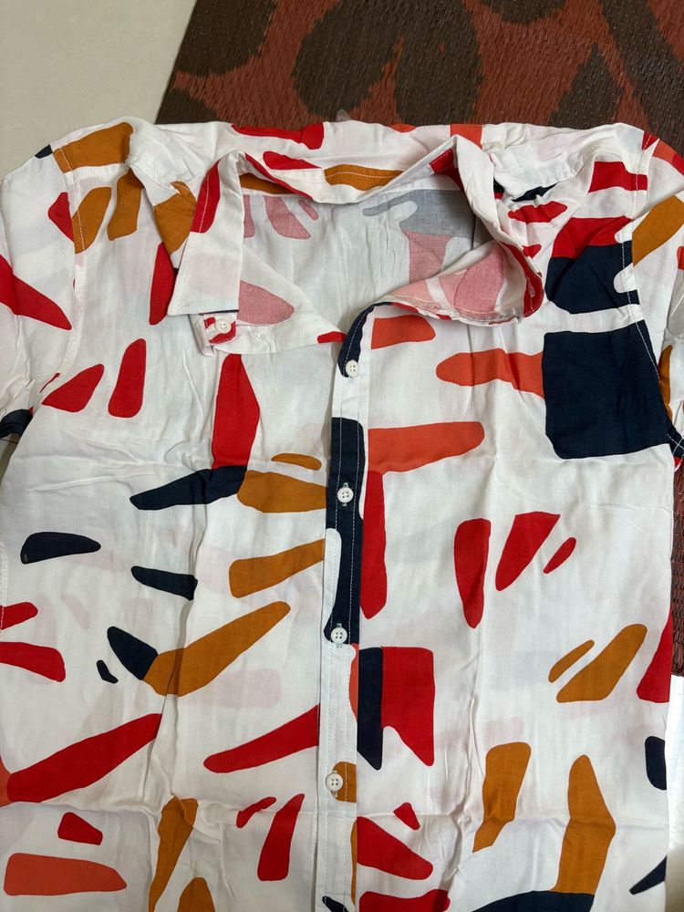 Printed White Floral Shirt