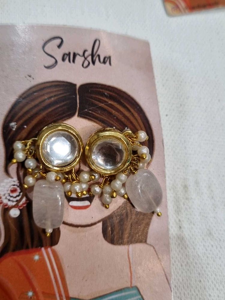 Elegant Kundan Pearl Drop Earrings