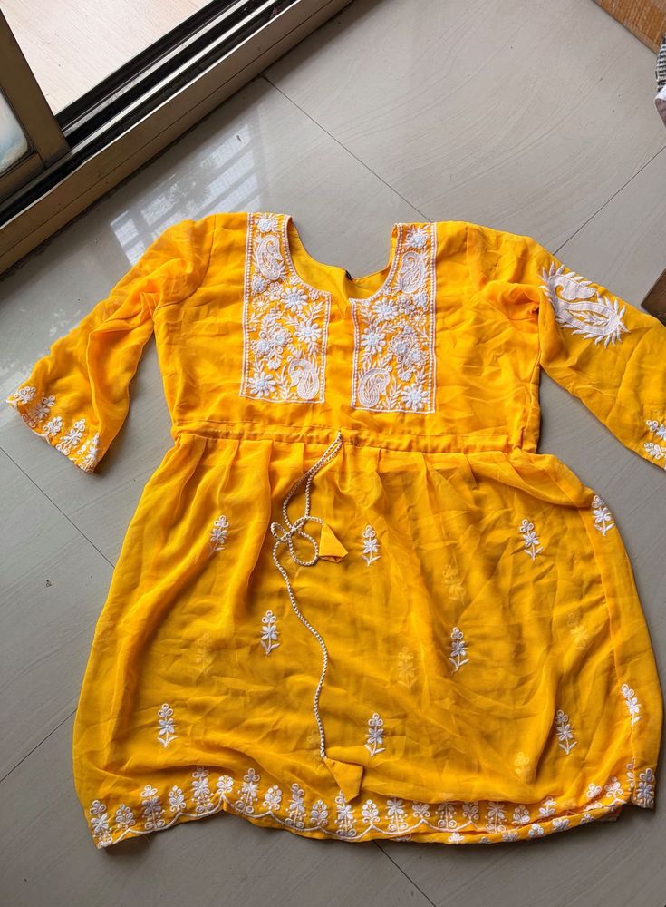 Vibrant Yellow Embroidered Kurta