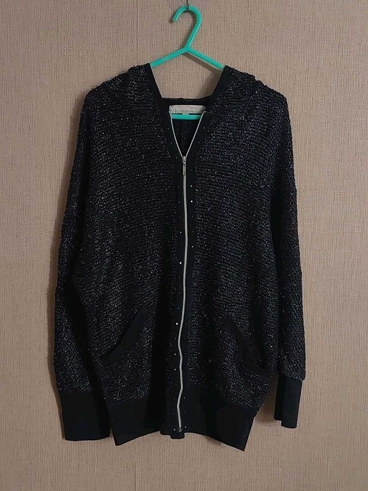 Sparkly Knit Zip-Up Hoodie