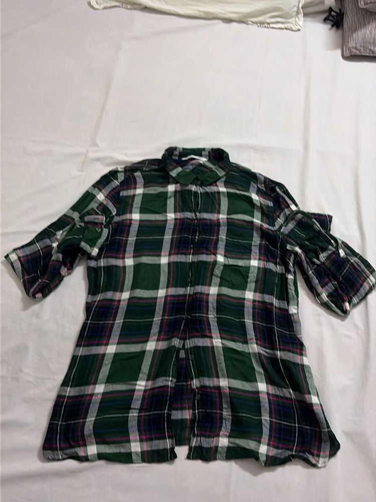 Old Navy Green Plaid Long Sleeve Shirt
