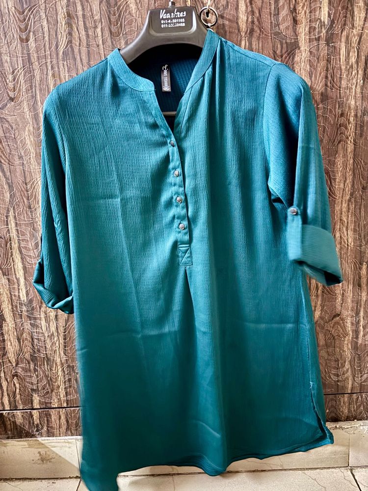 Teal Mandarin Neck Kurta