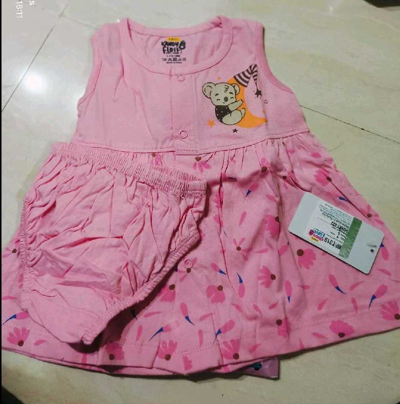 Cute Pink Baby Dress with Bloomer