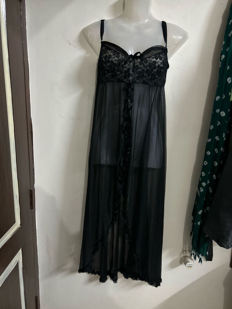 Black Lace &amp; Sheer Nightgown