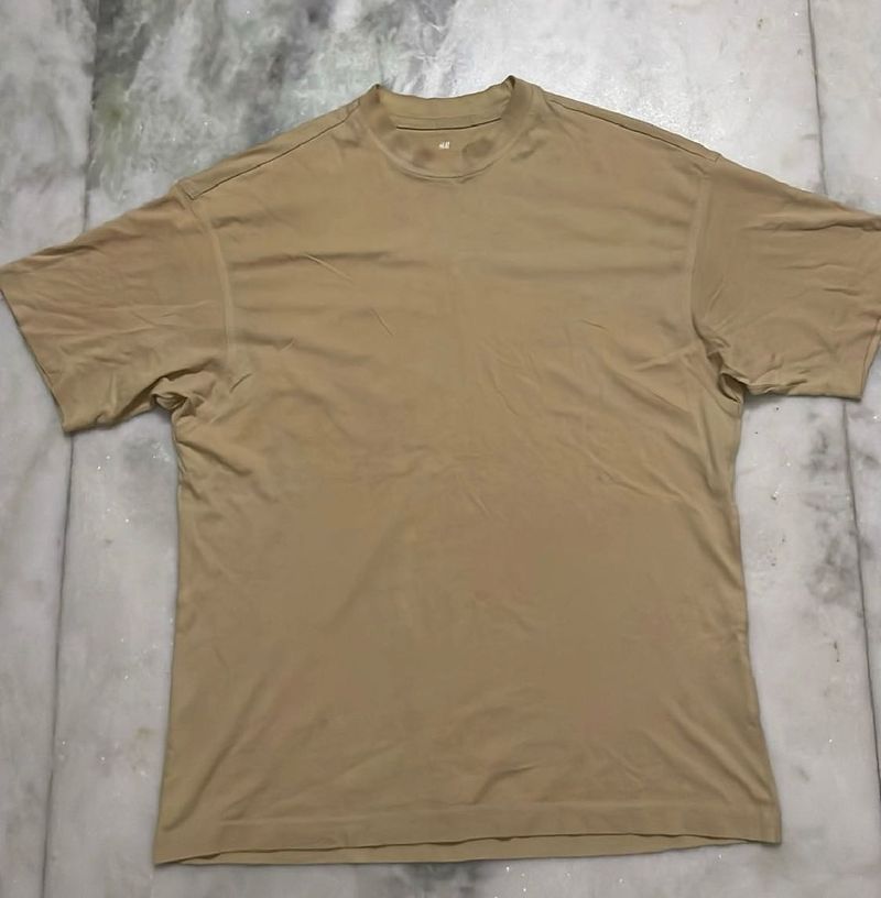 H&amp;M Oversized Men's Basic Tan T-Shirt