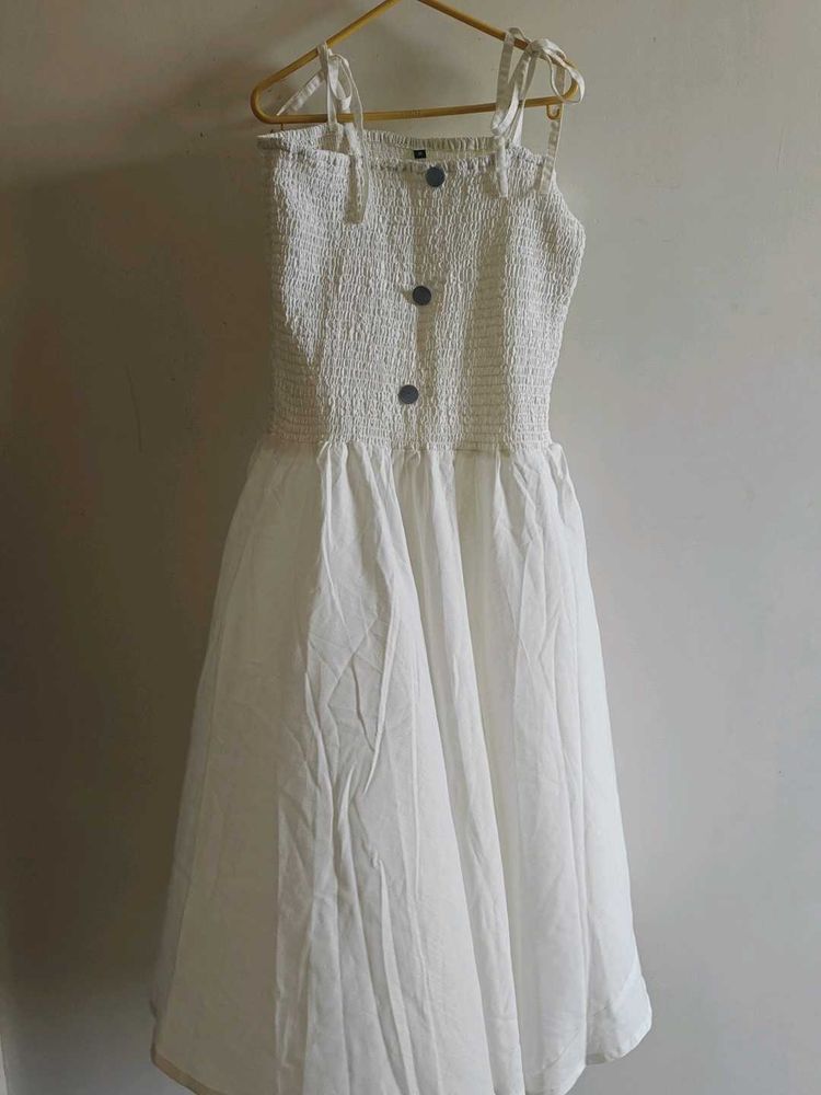Chic White Smocked Sundress