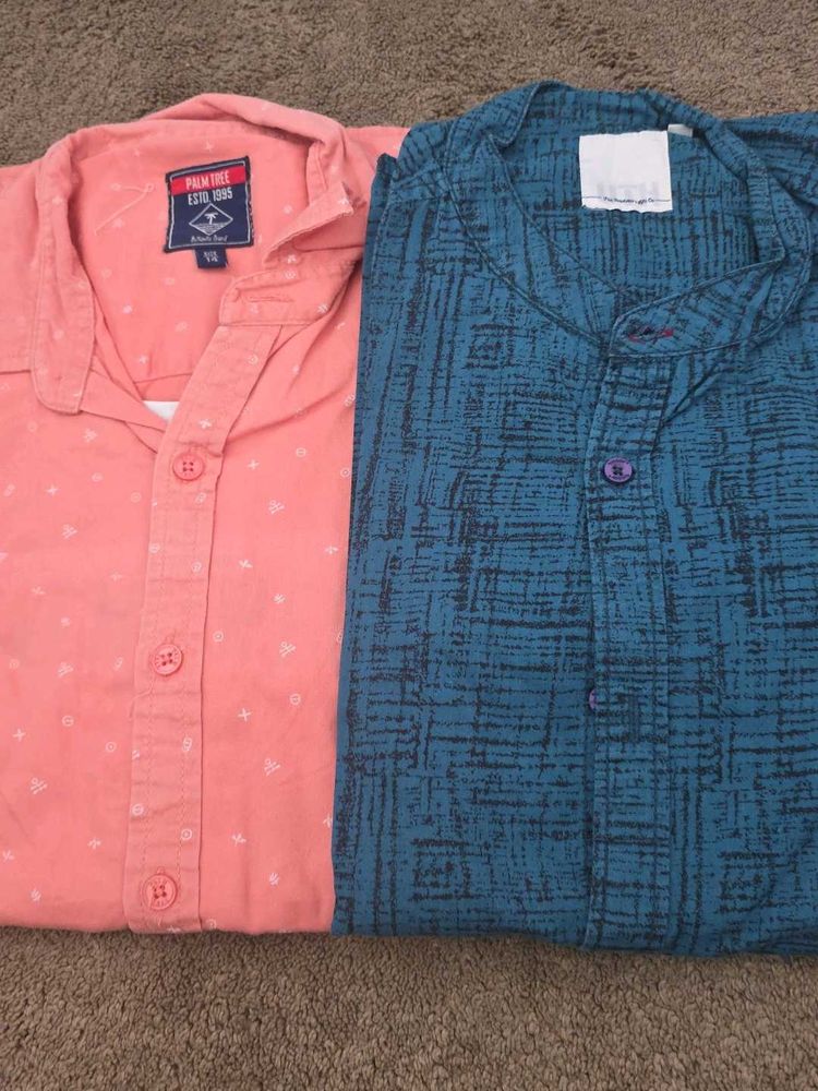 Salmon Short Sleeve Shirt w/ Tee - Size M