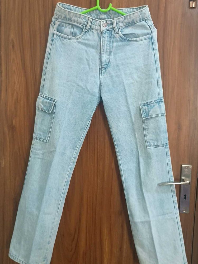 Light Wash Cargo Jeans