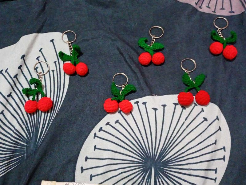 Cute crochet Cherry Keychain 🍒✨