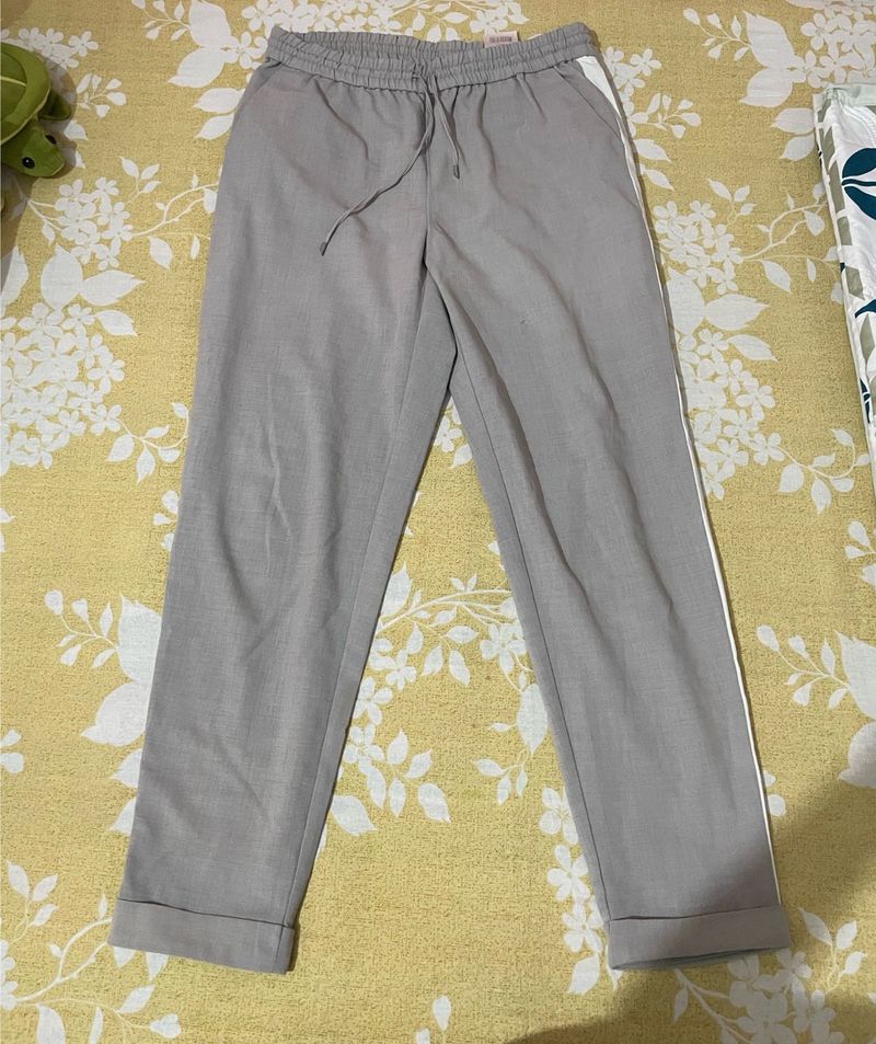 Stylish Grey Trousers with White Stripe