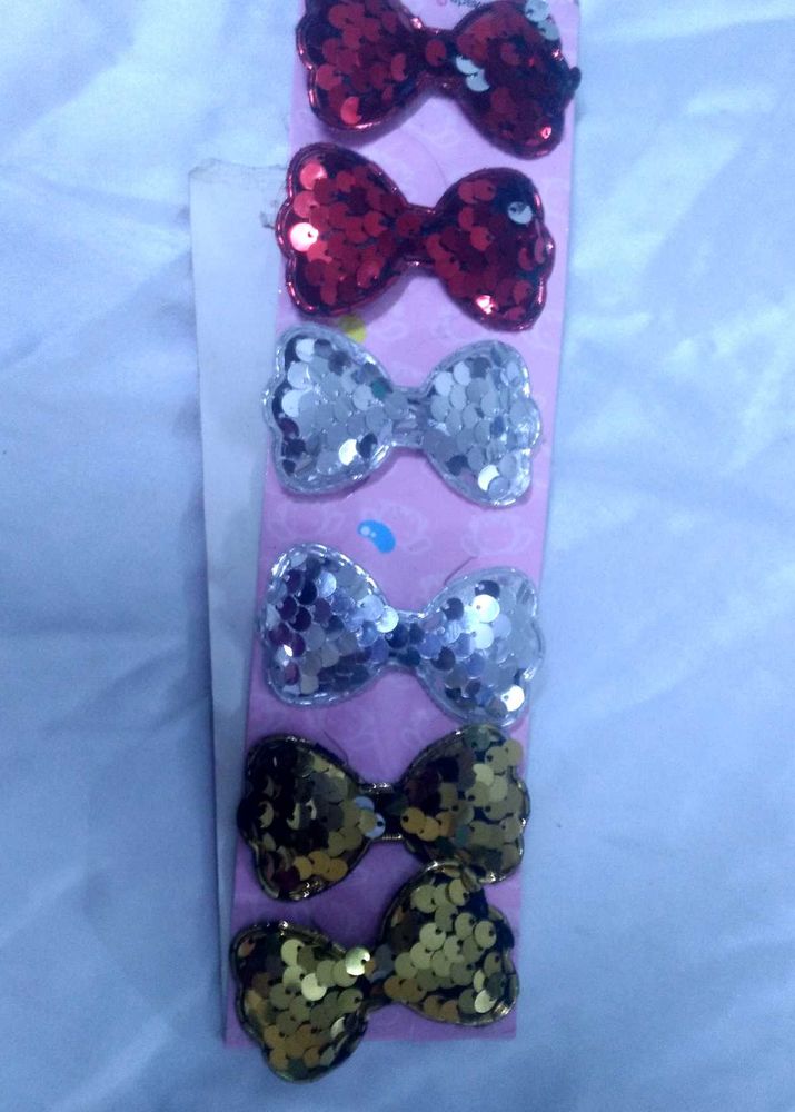 Sparkly Bow Hair Clips Set