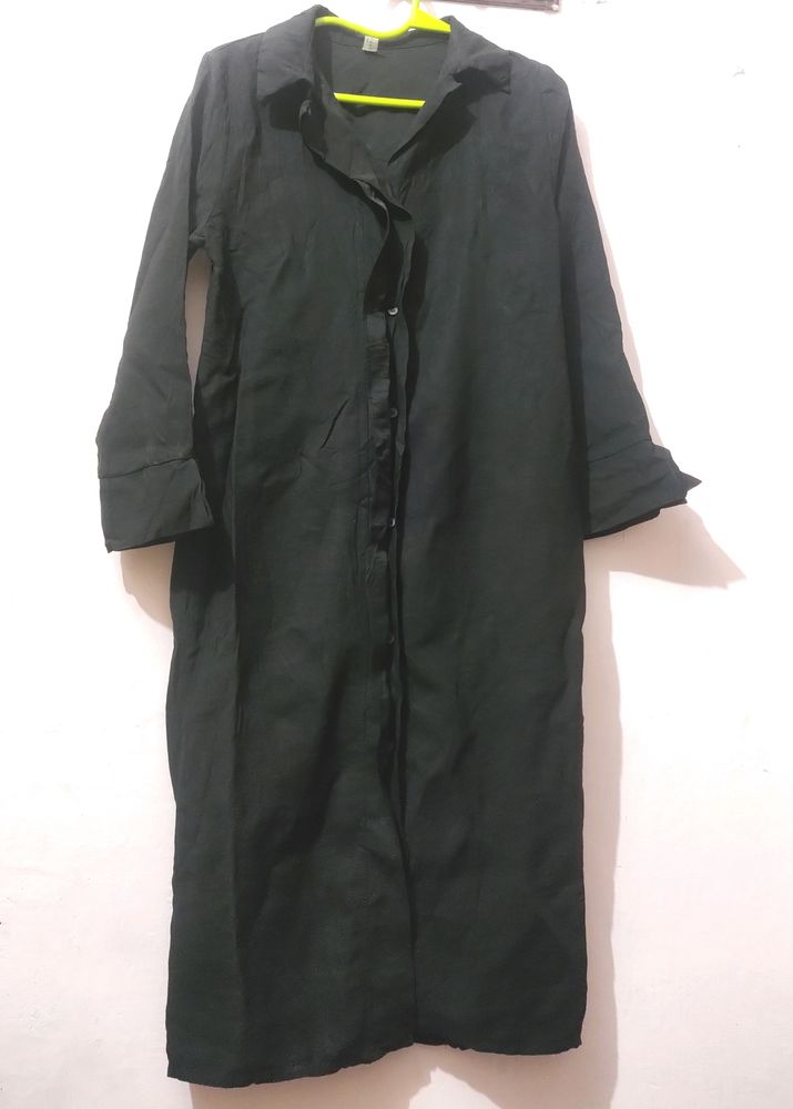 Black Korean Shirt Dress