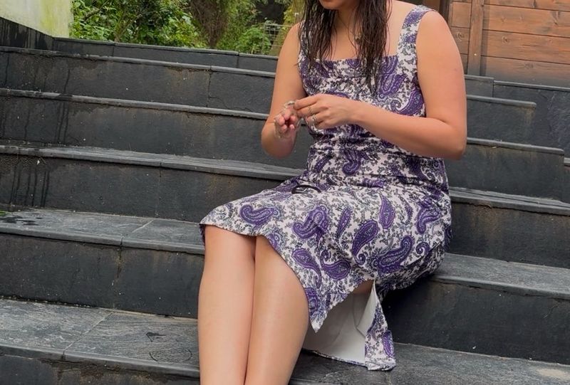 Purple And White Dress