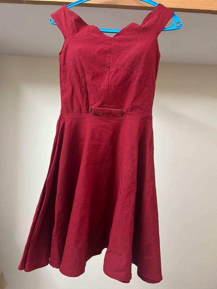 Chic Red Fit &amp; Flare Dress