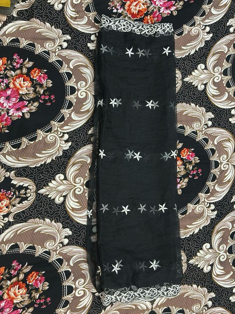 Elegant Black Embroidered Dupatta