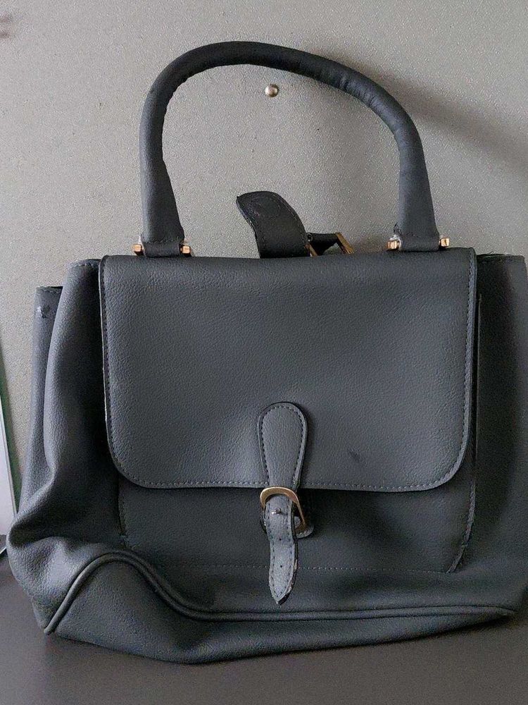 Gray Satchel Handbag