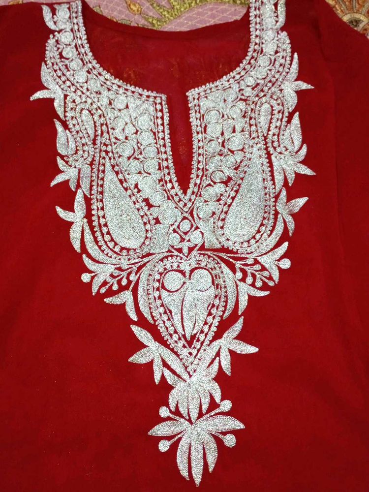 Red kashmiri embroidery kurta