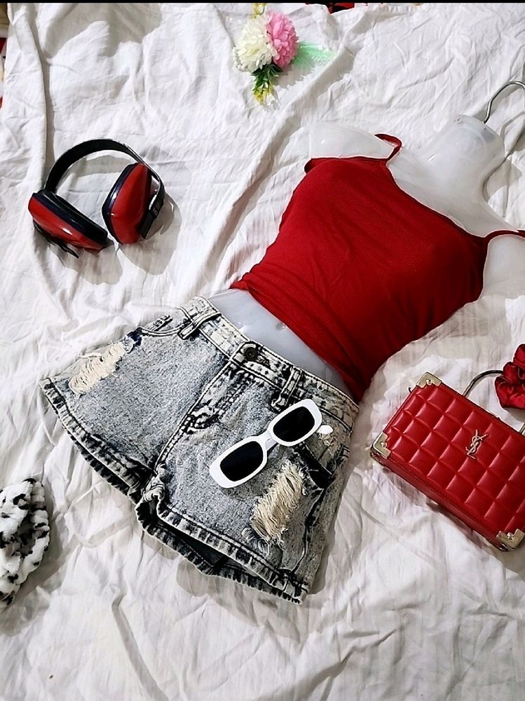 Red Hot 🔥 Spaghetti Top For Summer And Beaches